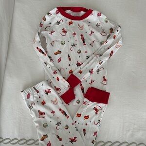 Holiday-themed Kids Pajama Set with Red Trim